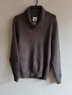 Men's small Old Navy shawl collared sweater dark gray charcoal wool blend